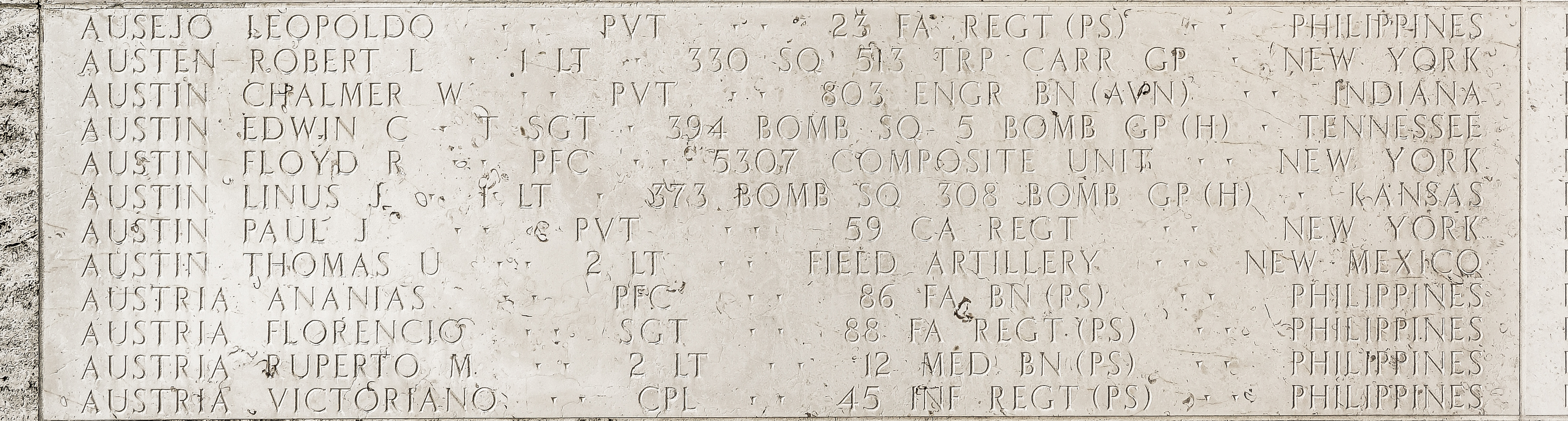 Edwin C. Austin, Technical Sergeant